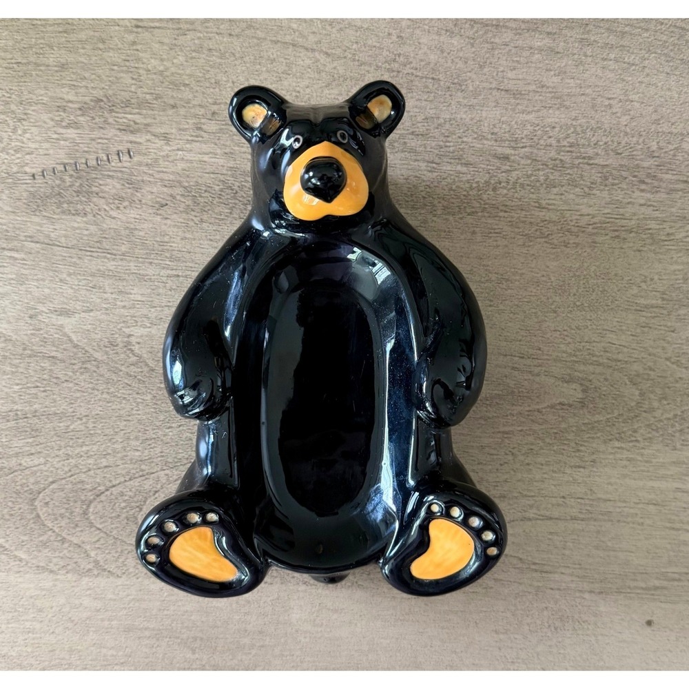 Bearfoots Jeff Fleming Big Sky Carvers Black Bear Ceramic Spoon Rest Soap Dish
